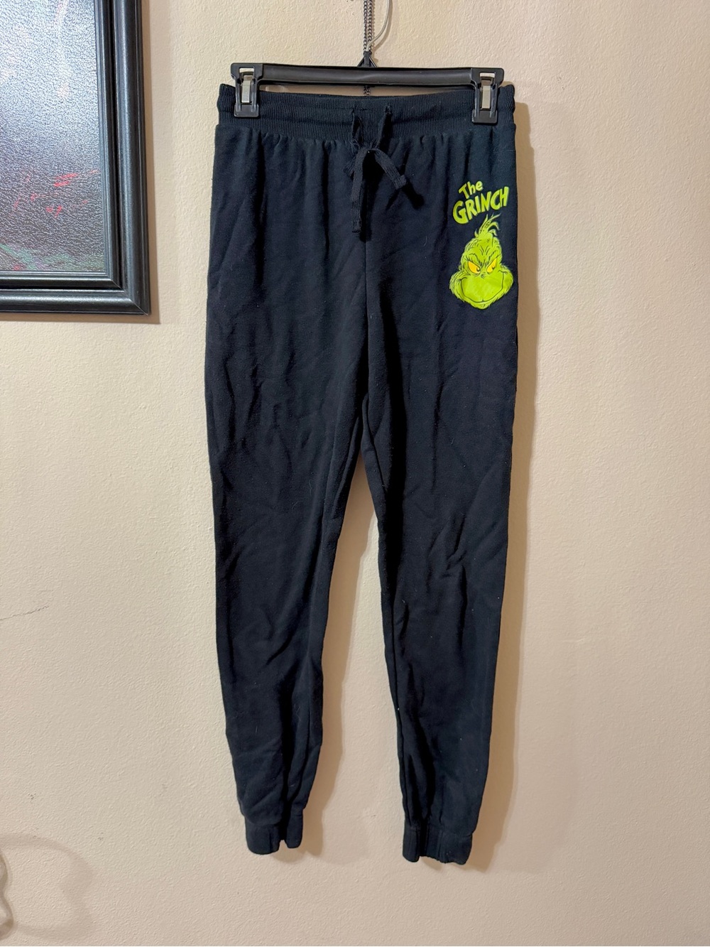 Black Joggers with Neon Green Grinch Graphic